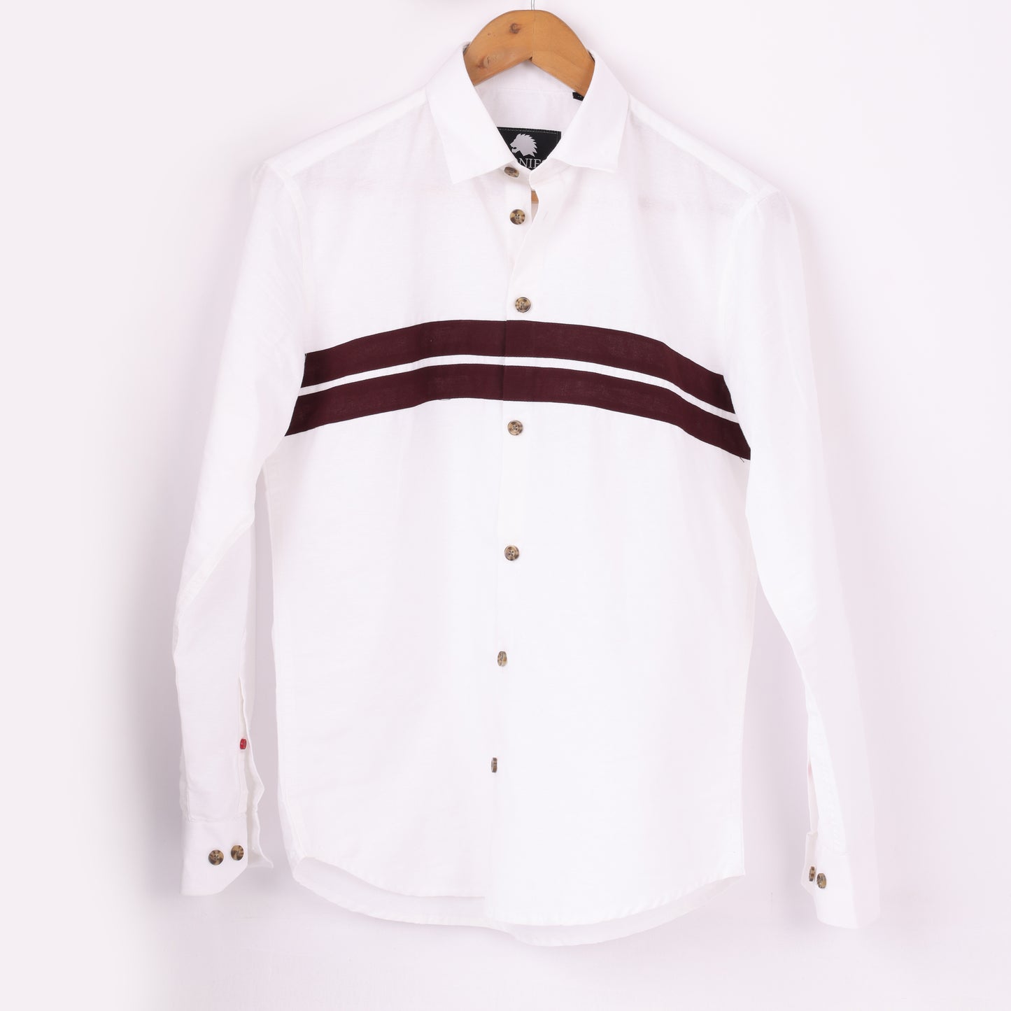 Lionies Dual Stripe Shirt – White & Maroon Classic