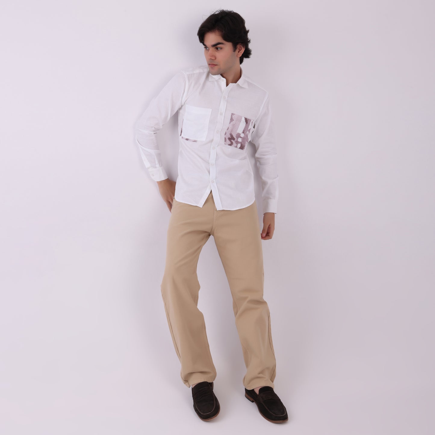 Lionies White Dual Pocket Shirt – Snake Print Fusion