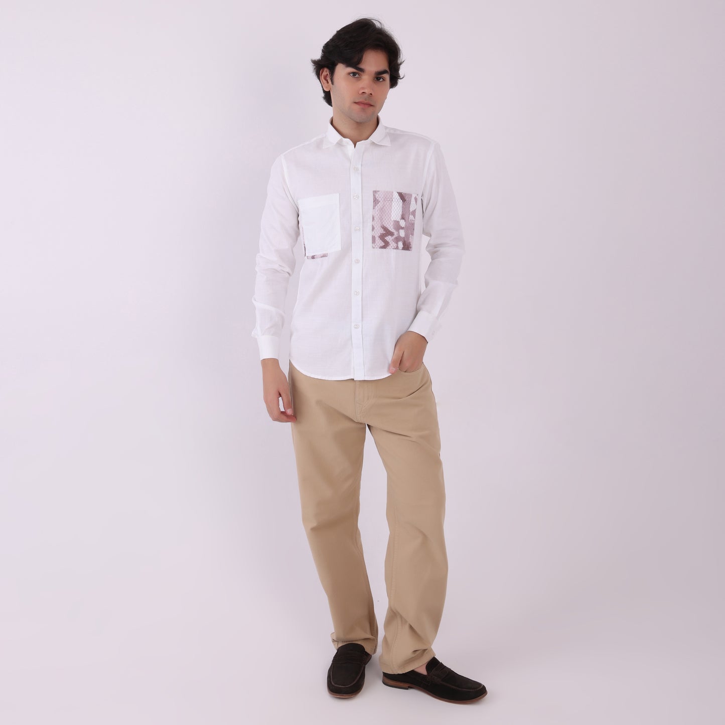 Lionies White Dual Pocket Shirt – Snake Print Fusion