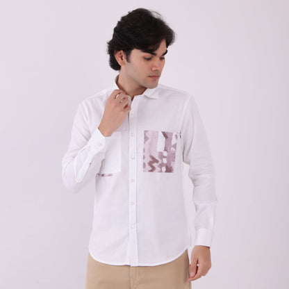 Lionies White Dual Pocket Shirt – Snake Print Fusion