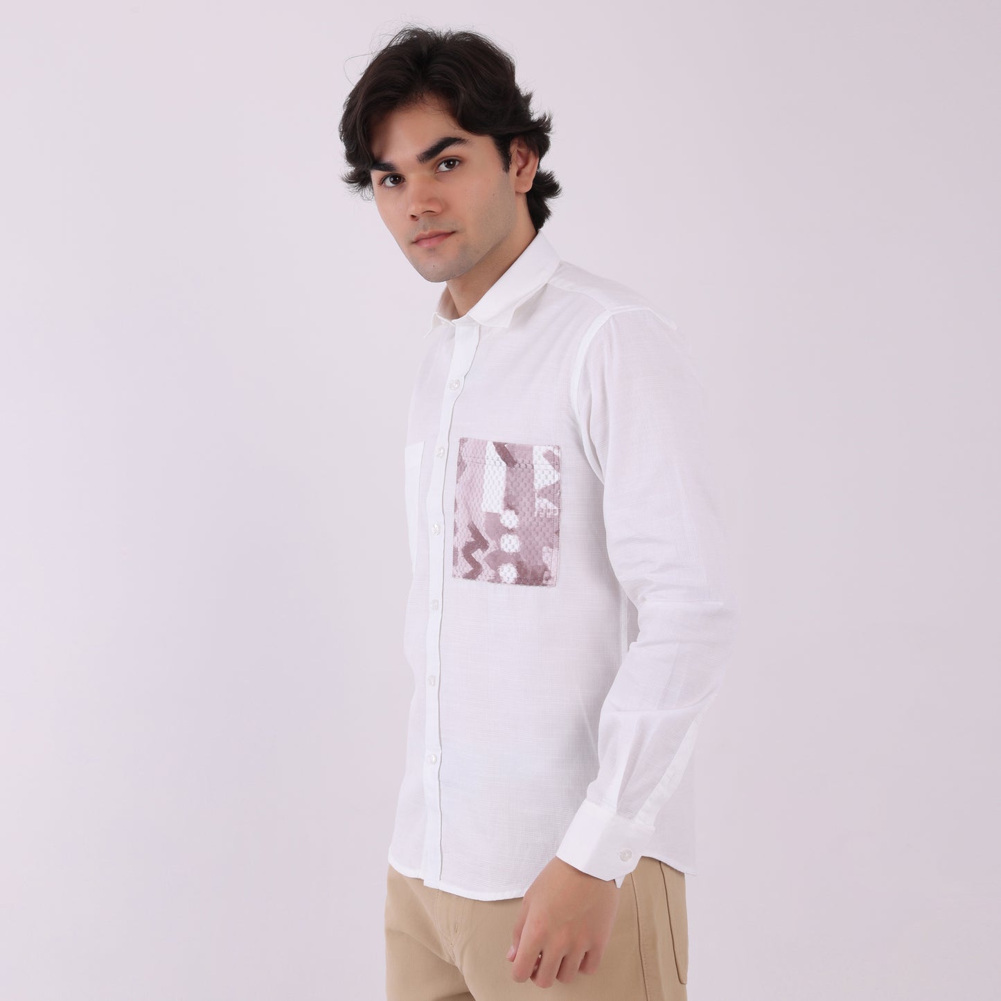 Lionies White Dual Pocket Shirt – Snake Print Fusion