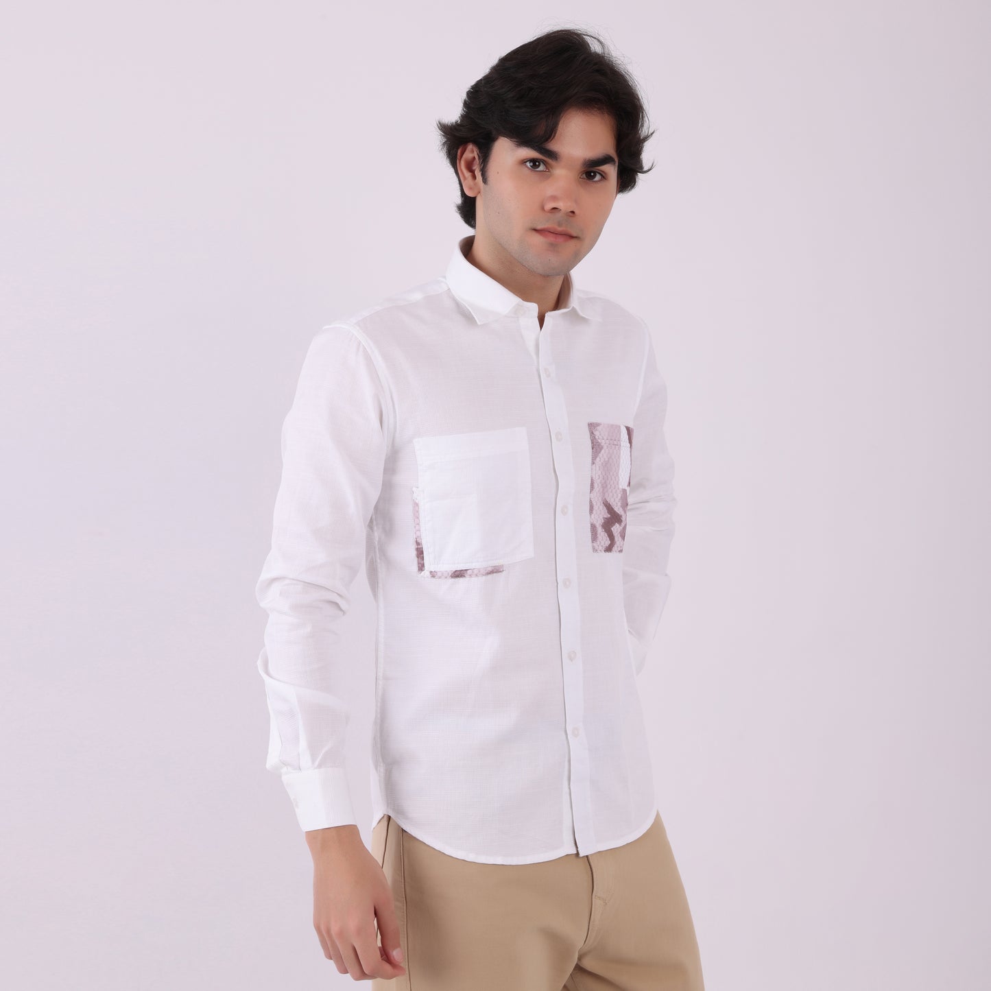 Lionies White Dual Pocket Shirt – Snake Print Fusion