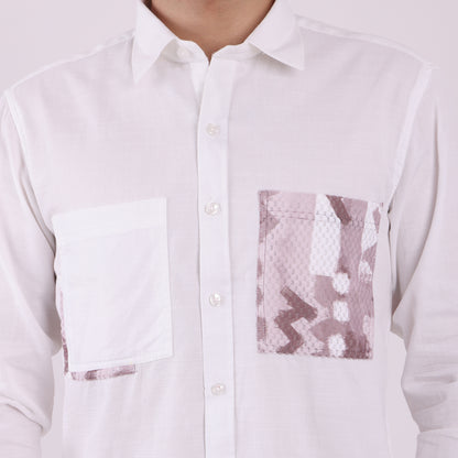Lionies White Dual Pocket Shirt – Snake Print Fusion