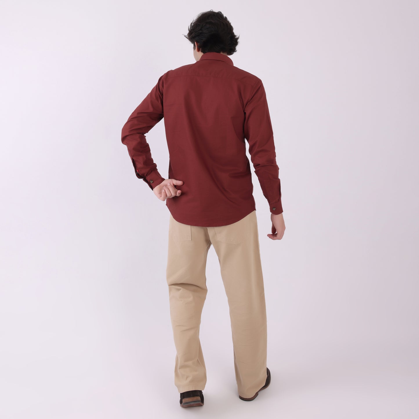 Lionies Dual Pocket Panel Shirt – Maroon & White Statement