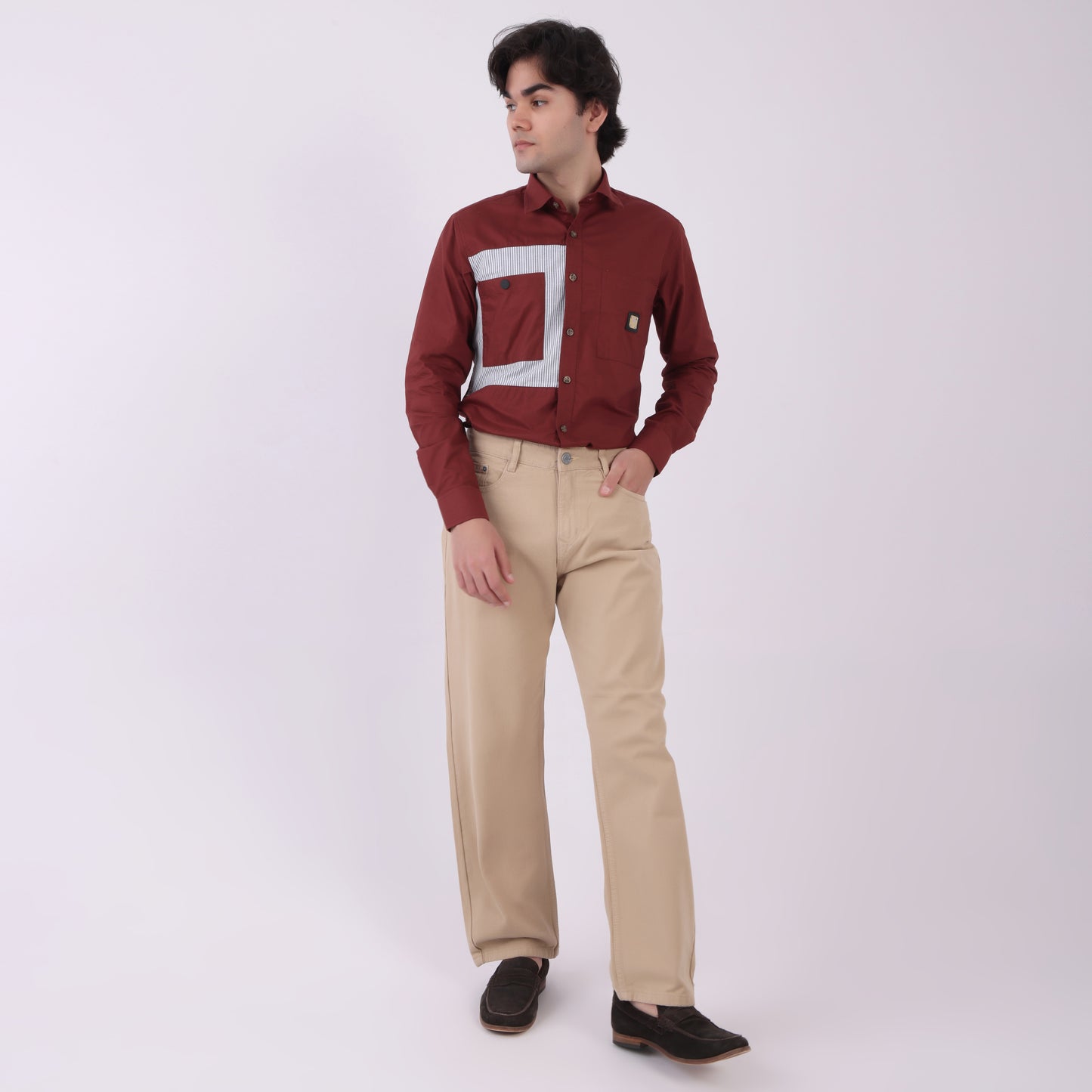 Lionies Men’s Classic Fit Beige Cotton Trousers – Casual & Formal Wear