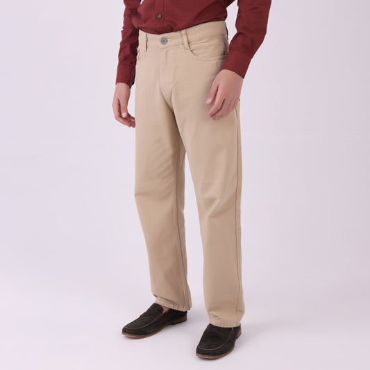 Lionies Men’s Classic Fit Beige Cotton Trousers – Casual & Formal Wear