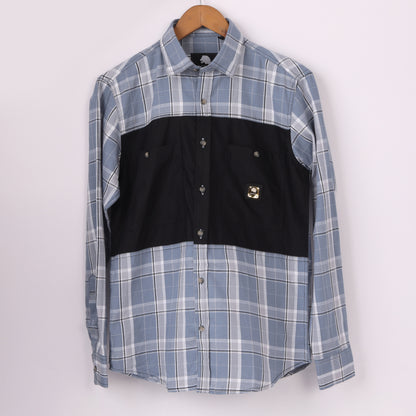 Lionies Men's Dual Tone Checkered Shirt – Grey & Black Panel Casual Wear