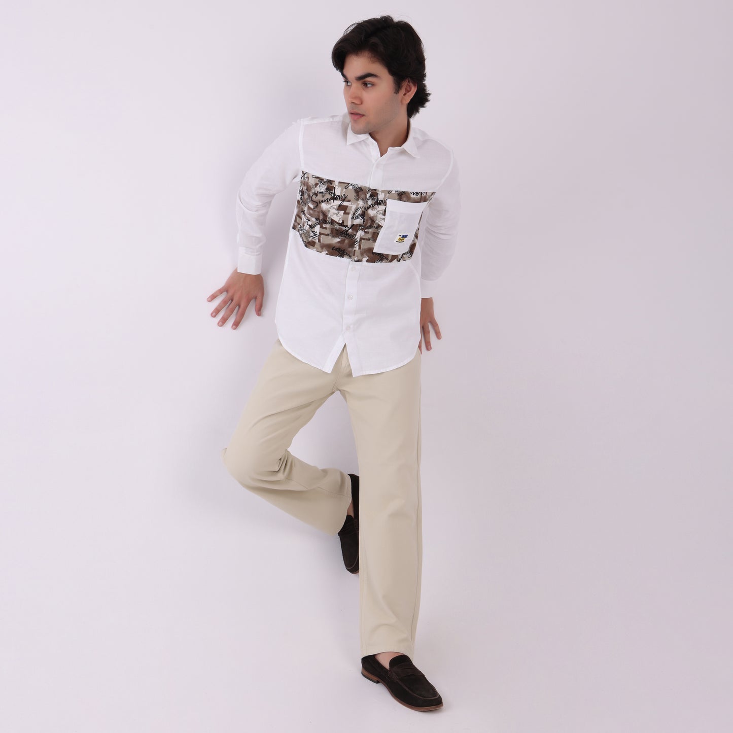 Lionies Urban Patch Panel Shirt – White Camo Edition