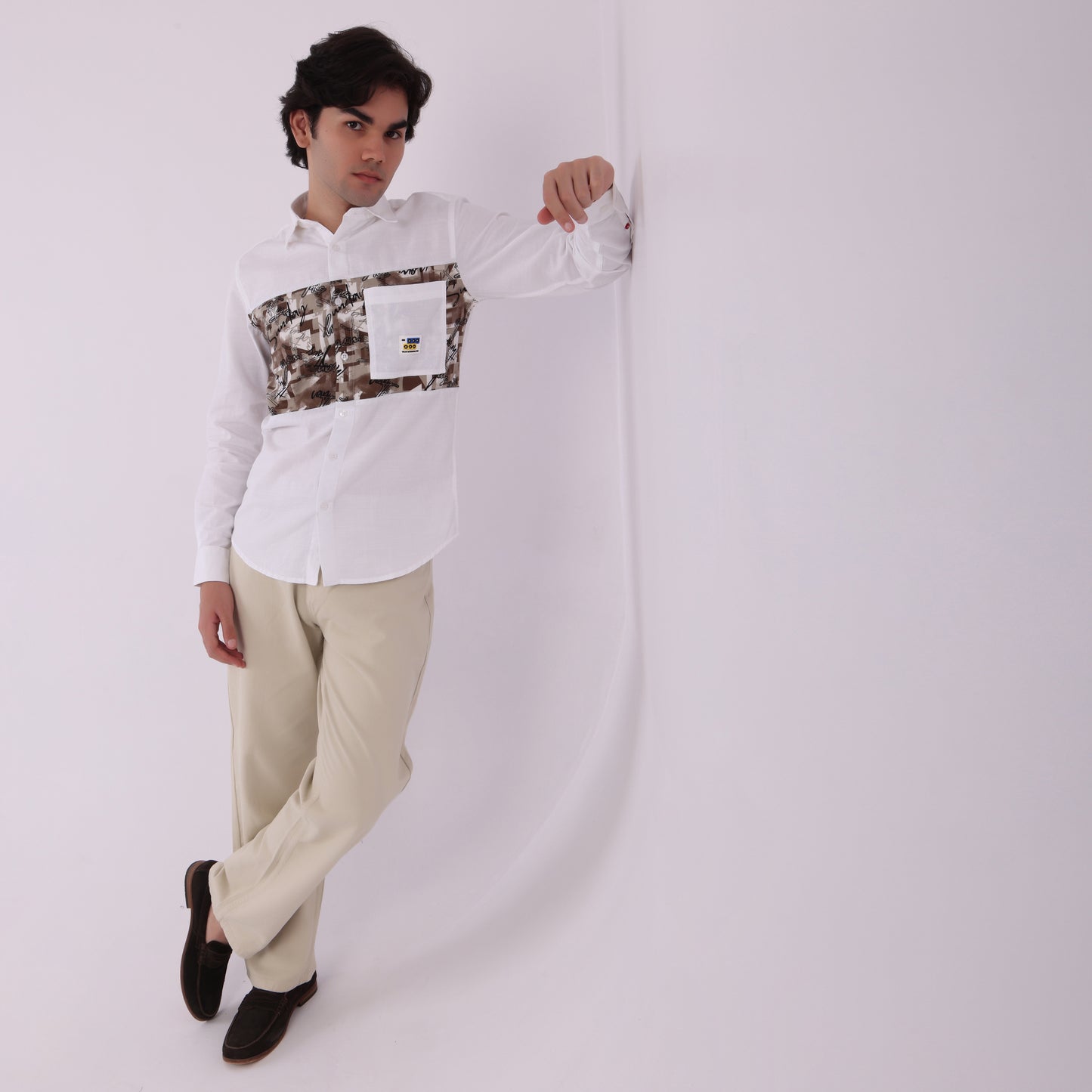 Lionies Urban Patch Panel Shirt – White Camo Edition