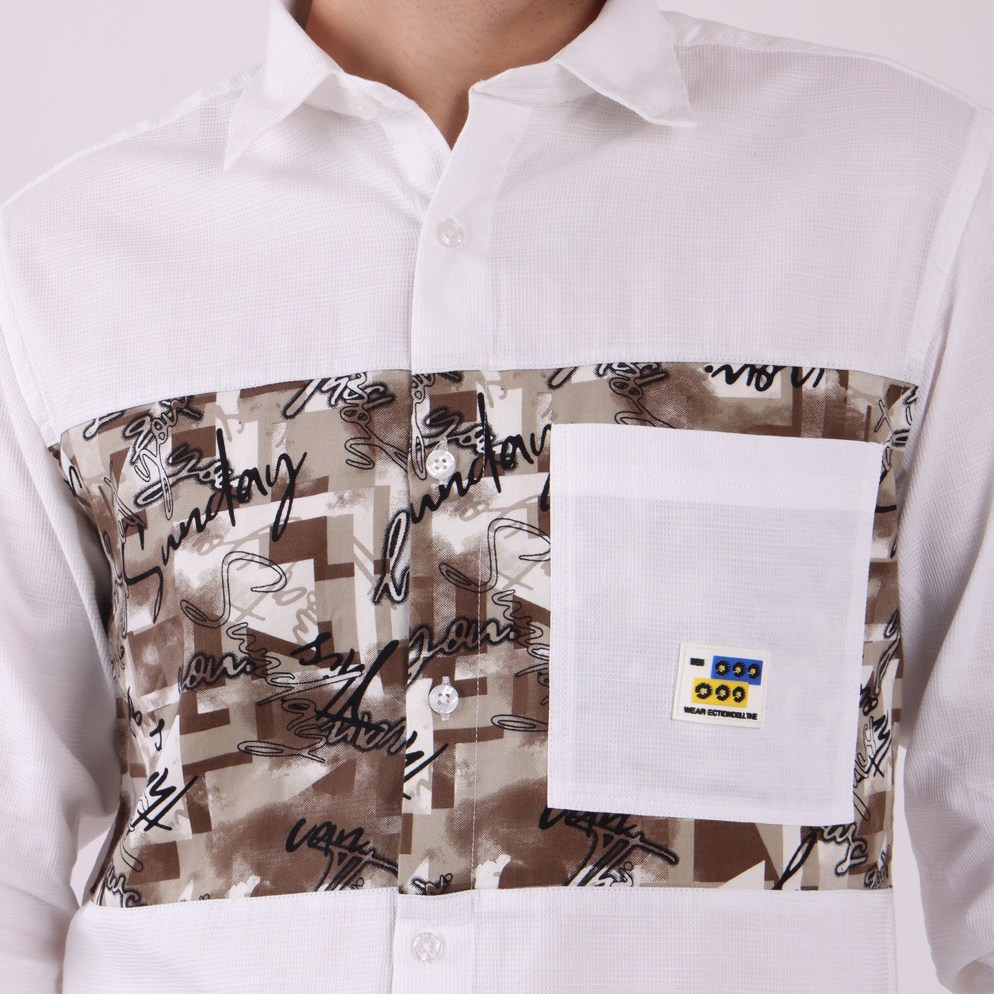 Lionies Urban Patch Panel Shirt – White Camo Edition