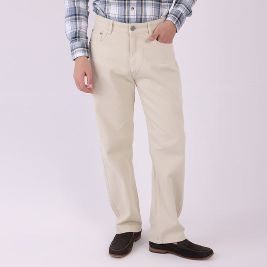 Lionies Men’s Classic Fit Beige Cotton Trousers – Casual & Formal Wear