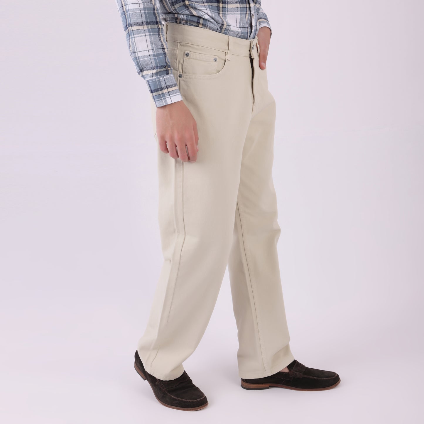 Lionies Men’s Classic Fit Beige Cotton Trousers – Casual & Formal Wear