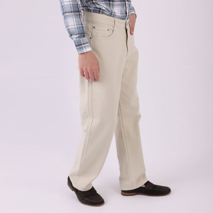 Lionies Men’s Classic Fit Beige Cotton Trousers – Casual & Formal Wear