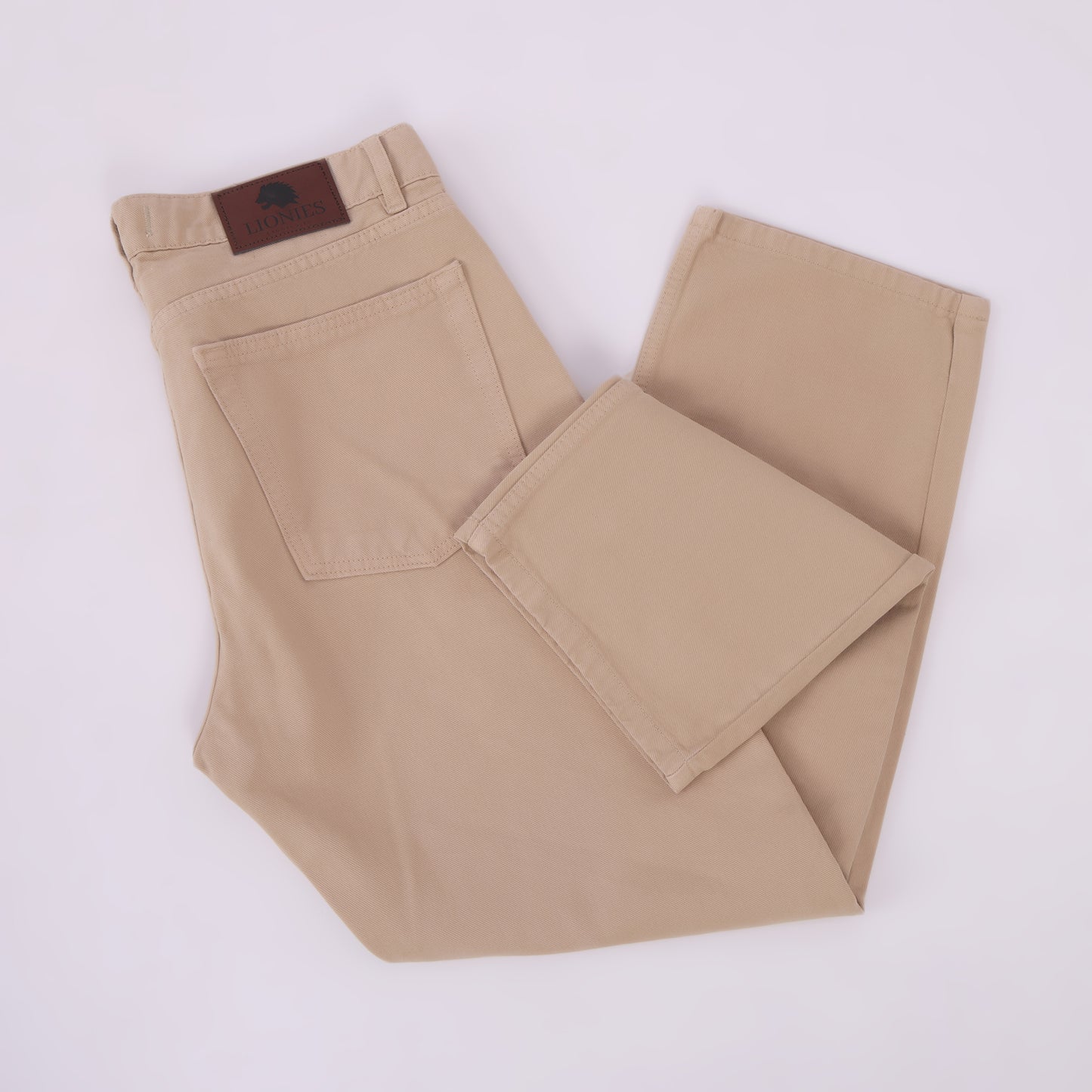 Lionies Men’s Classic Fit Beige Cotton Trousers – Casual & Formal Wear