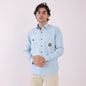 Lionies Dual Pocket Panel Shirt –Sky Blue & White Statement