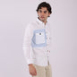 Lionies Dual Pocket Panel Shirt –White & Blue