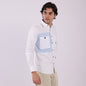 Lionies Dual Pocket Panel Shirt –White & Blue