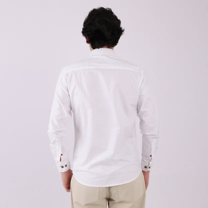 Lionies Dual Pocket Panel Shirt –White & Blue
