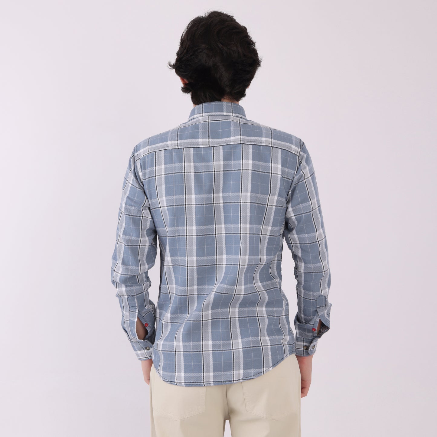 Lionies Men's Dual Tone Checkered Shirt – Grey & Black Panel Casual Wear