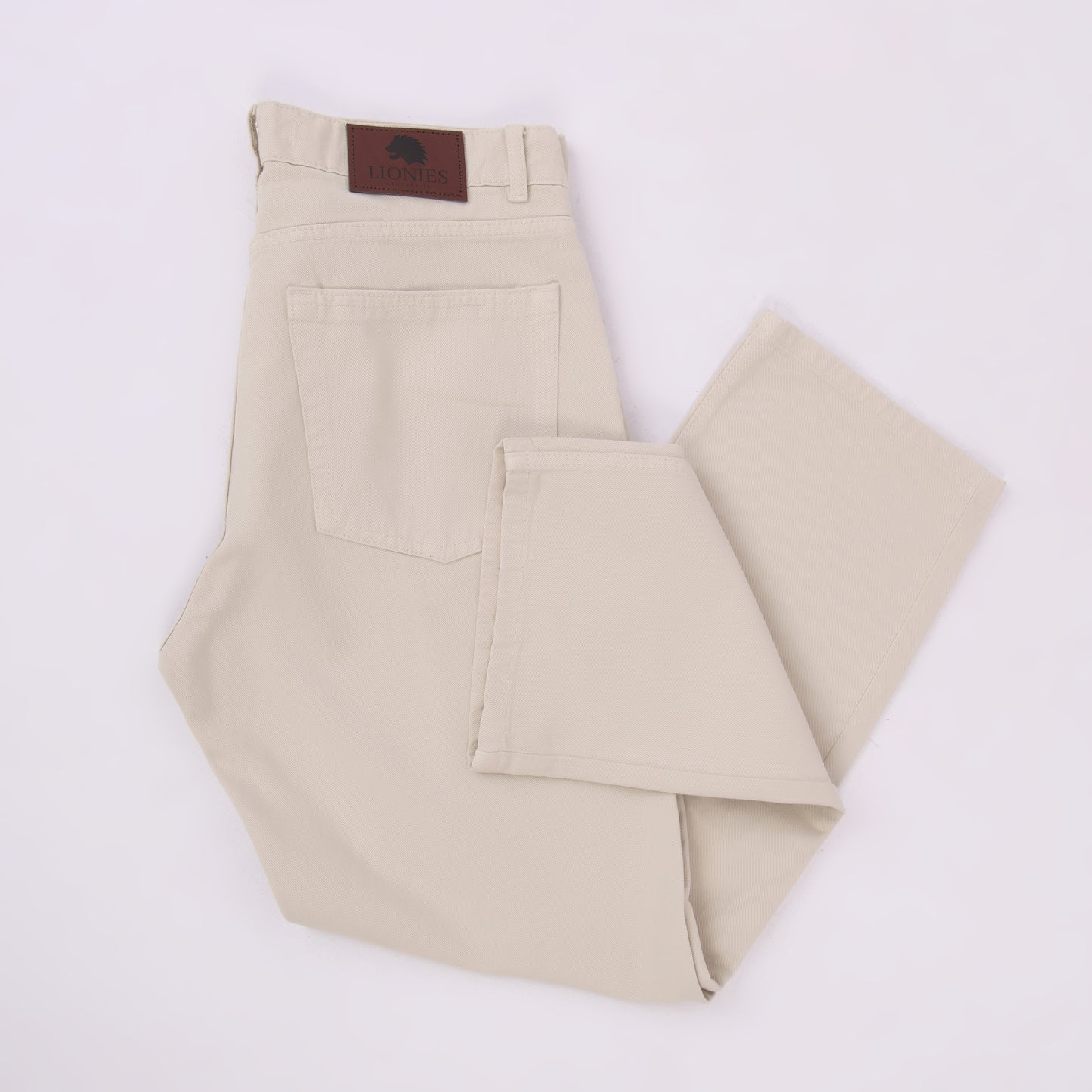 Lionies Men’s Classic Fit Beige Cotton Trousers – Casual & Formal Wear