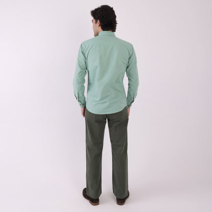 Lionies Men’s Mint Green Striped Panel Shirt – Casual Button-Up