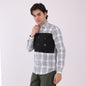 Lionies Men's Urban Check Shirt with Contrast Pocket Panel – Black & Grey