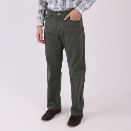 Lionies Men's Olive Green Cotton Casual Trousers – Comfort Fit