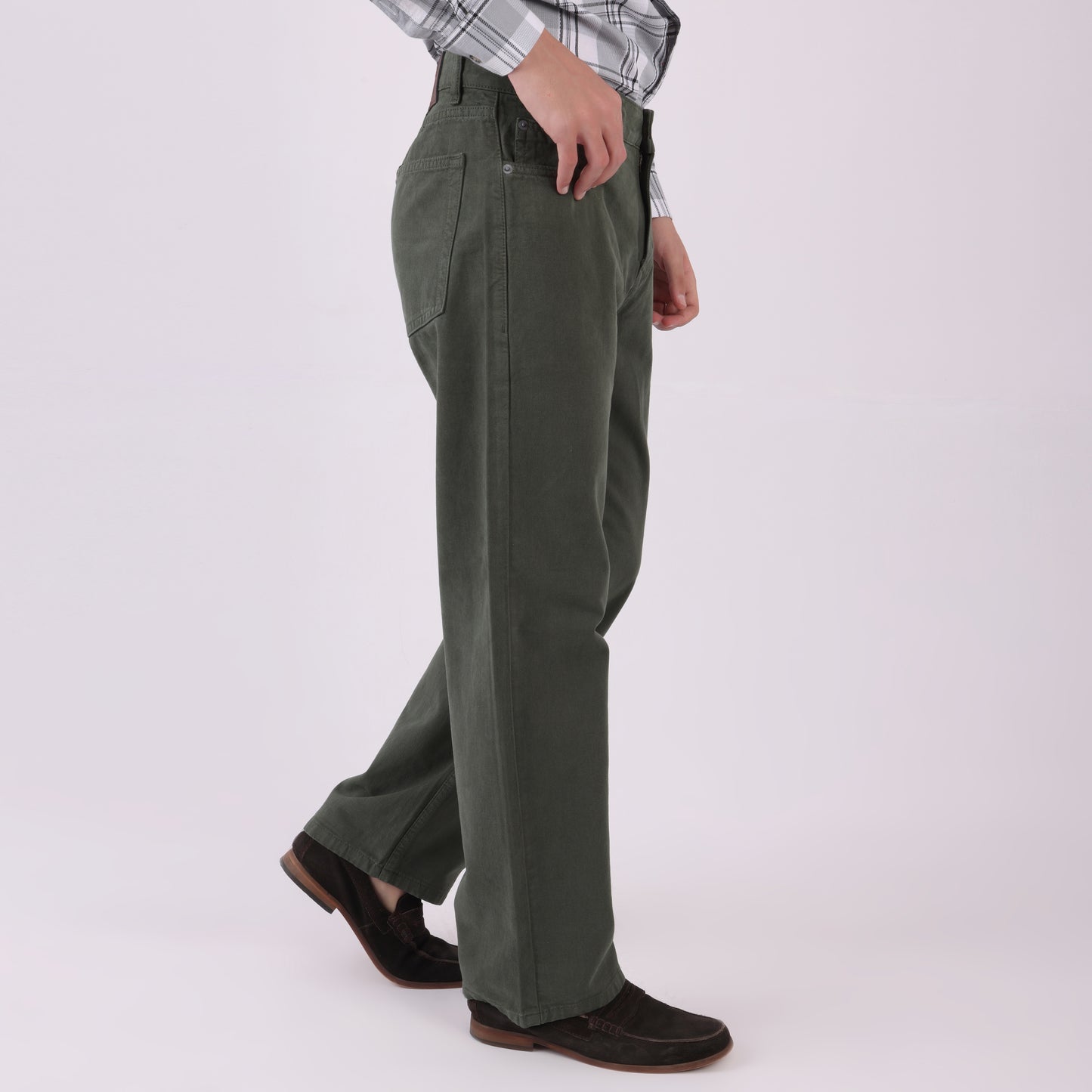 Lionies Men's Olive Green Cotton Casual Trousers – Comfort Fit