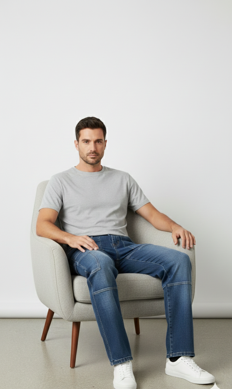 LIONIES Relaxed Fit Cargo Style Jeans for Men