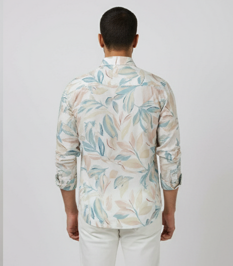 Lionies Men’s Premium Pastel Leaf Printed and Stylish Casual Summer Shirt for men