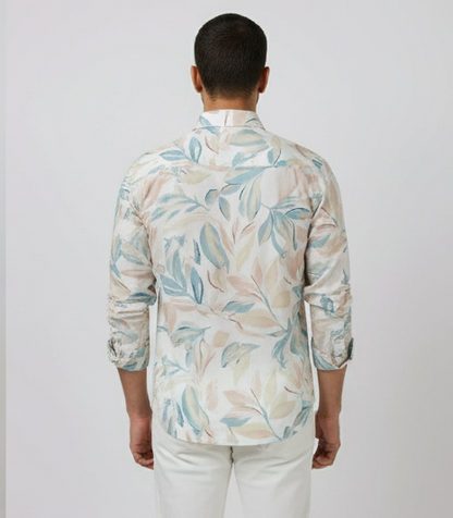 Lionies Men’s Premium Pastel Leaf Printed and Stylish Casual Summer Shirt for men