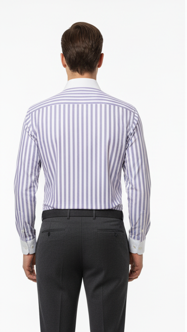 LIONIES Premium Purple & White Striped Formal Shirt for Men