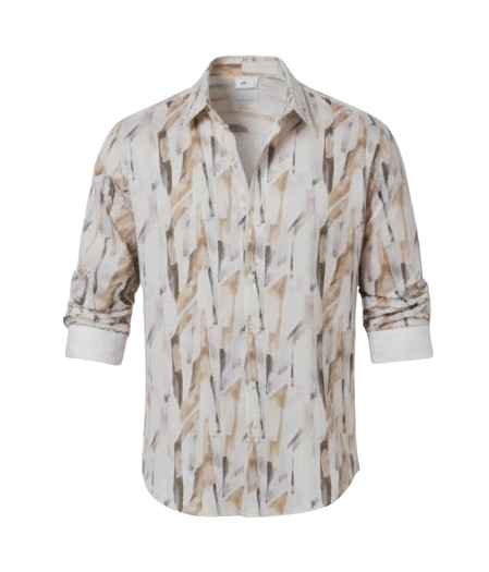 LIONIES Premium Abstract Printed Casual Shirt for Men Stylish Beige & White Pattern