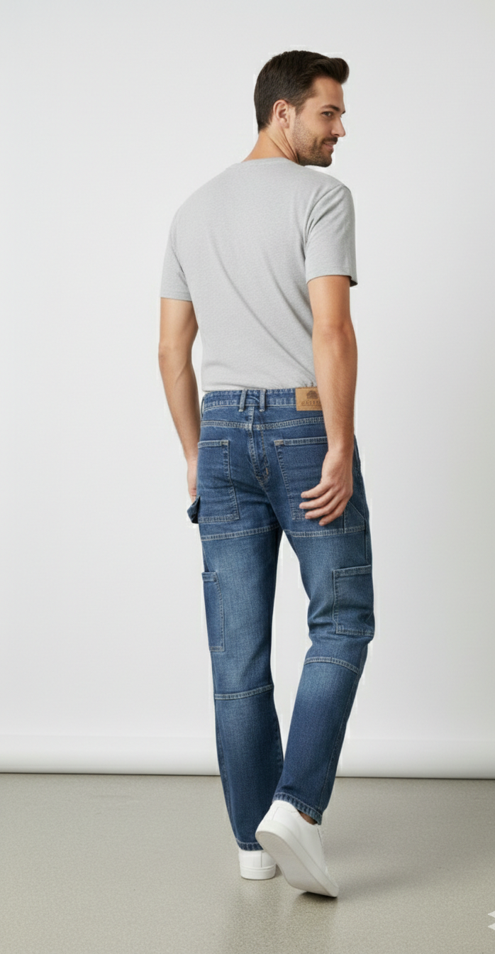 LIONIES Relaxed Fit Cargo Style Jeans for Men