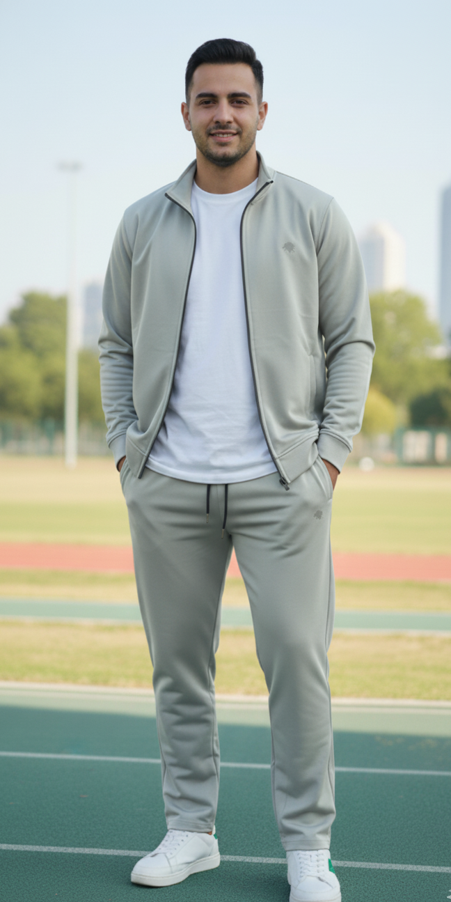 LIONIES Light Grey Men’s Track Suit Trendy Athleisure Set for All-Day Comfort