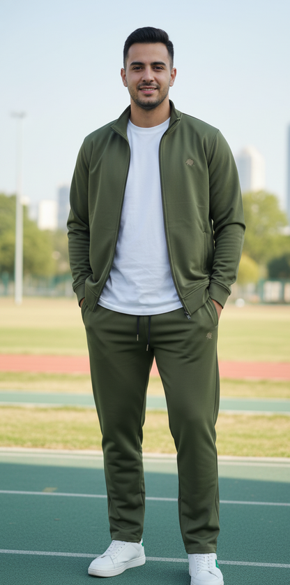 LIONIES Men’s Olive Green Tracksuit Premium Sportswear Set for Gym & Casual Wear
