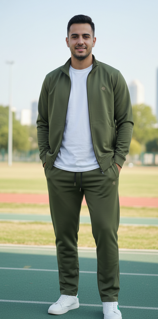 LIONIES Men’s Olive Green Tracksuit Premium Sportswear Set for Gym & Casual Wear