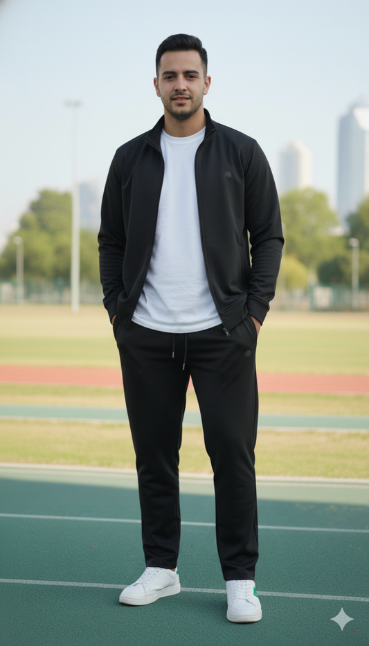 LIONIES Black Tracksuit for Men Trendy Activewear for Workout & Lifestyle