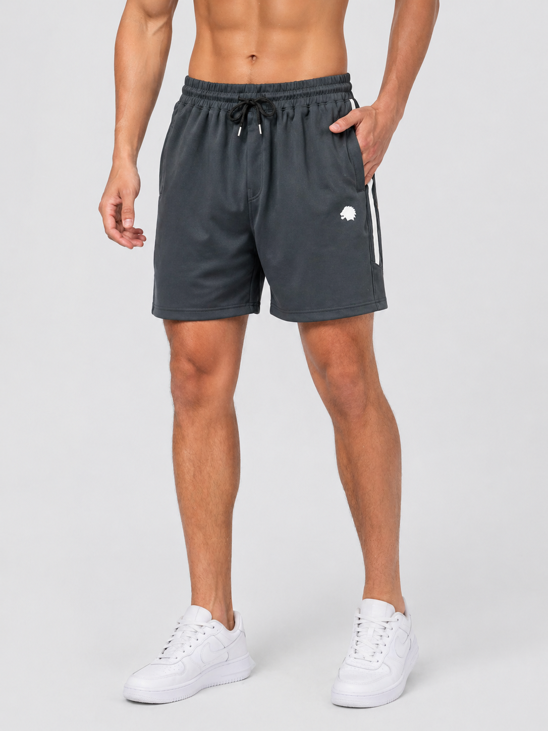 LIONIES Dark Grey Shorts for Men – Trendy Stripe Design & Everyday Comfort Wear