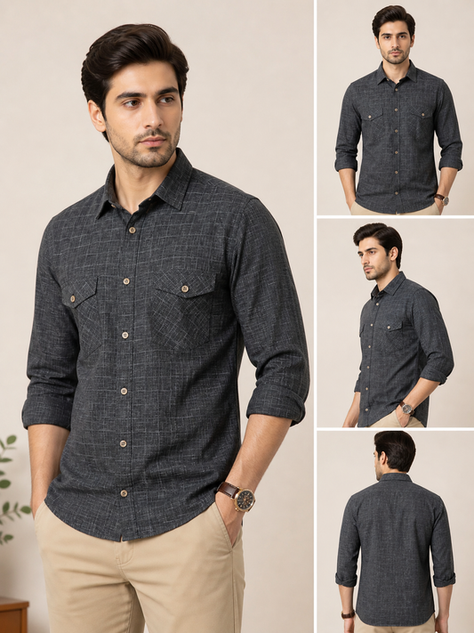 Lionies Stylish Dark Grey Shirt for Men Modern Collection