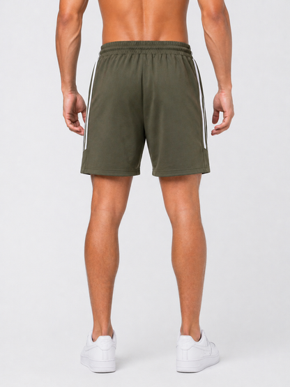 Lionies Olive Green Shorts for Men – Trendy Stripe Design & Everyday Comfort Wear