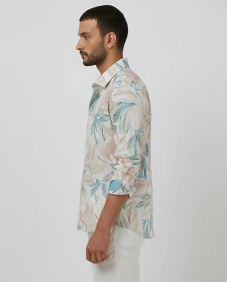 Lionies Men’s Premium Pastel Leaf Printed and Stylish Casual Summer Shirt for men