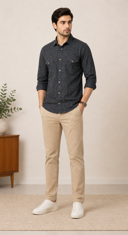 Lionies Stylish Dark Grey Shirt for Men Modern Collection