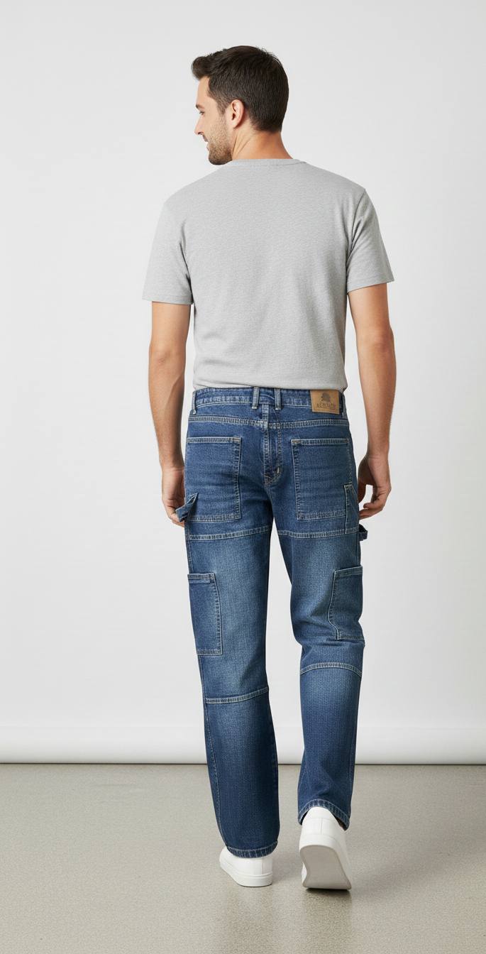 LIONIES Relaxed Fit Cargo Style Jeans for Men