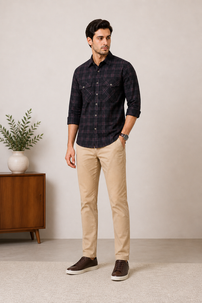Lionies Men’s Stylish Pink Check Shirt Casual Collection