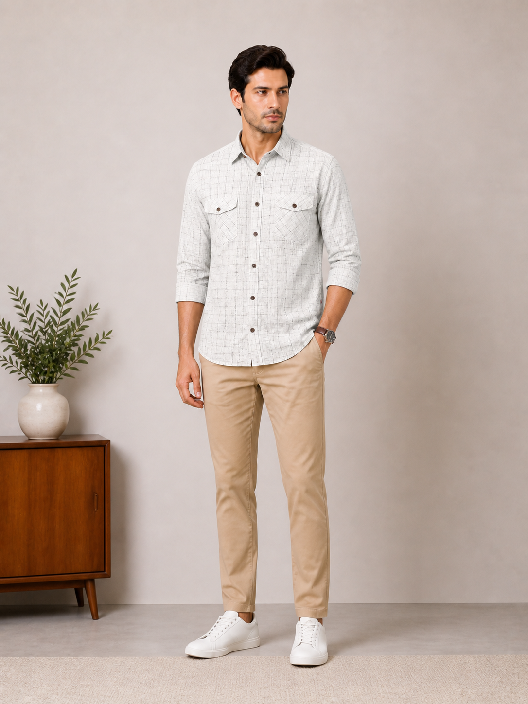 Lionies Light Grey Textured Shirt – Premium Smart Fit