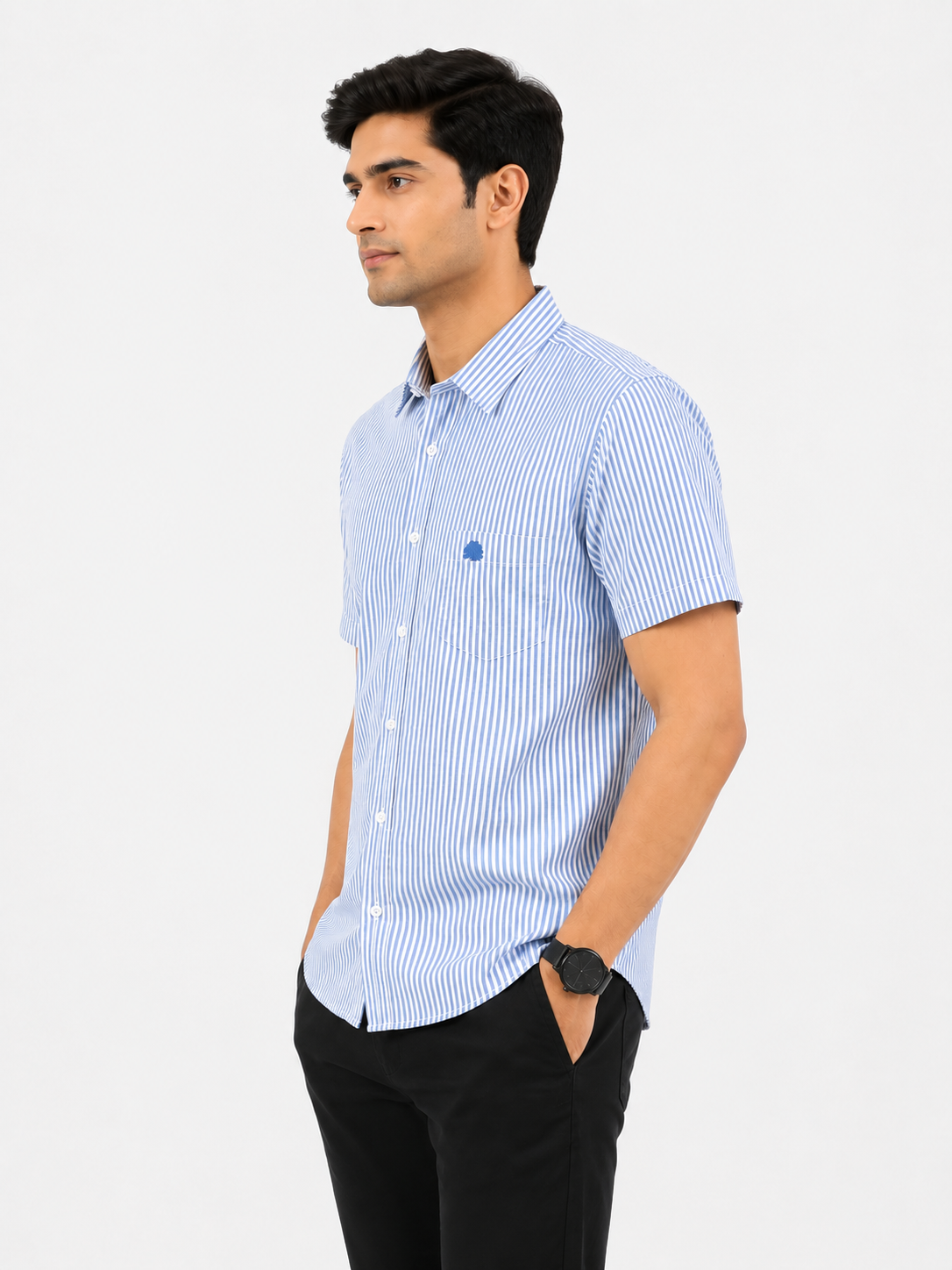 Lionies Men’s Blue Striped Premium Casual Shirt