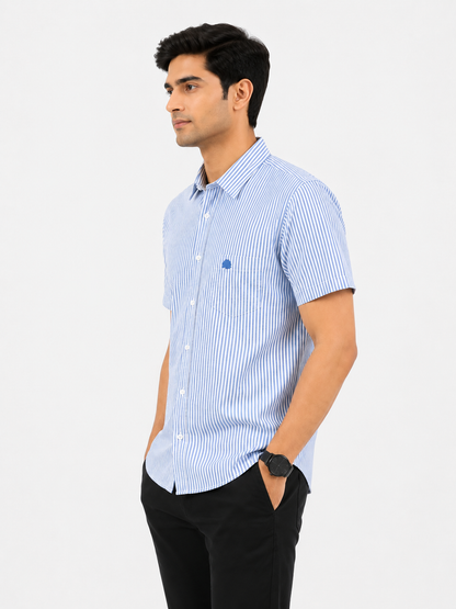 Lionies Men’s Blue Striped Premium Casual Shirt