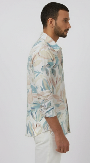 Lionies Men’s Premium Pastel Leaf Printed and Stylish Casual Summer Shirt for men