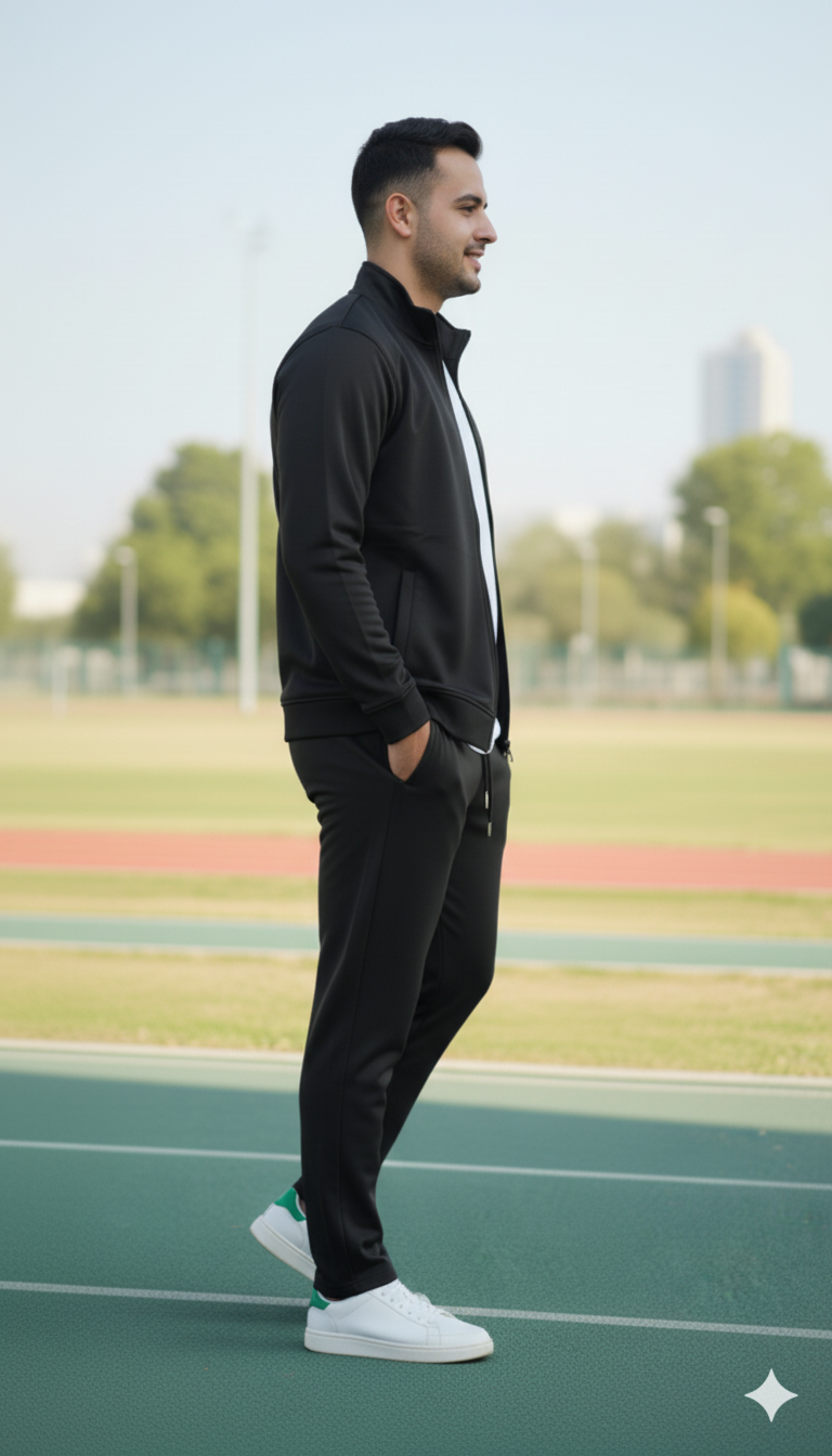LIONIES Black Tracksuit for Men Trendy Activewear for Workout & Lifestyle